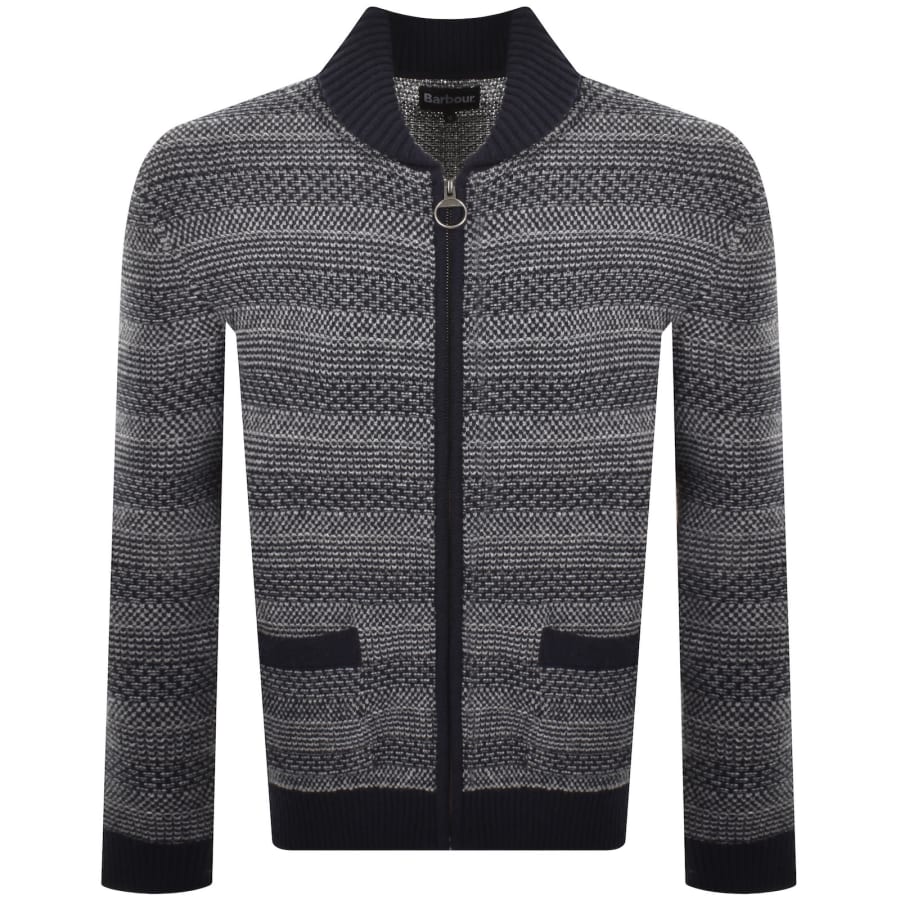 Image number 1 for Barbour Helmsley Full Zip Knitted Jumper Navy