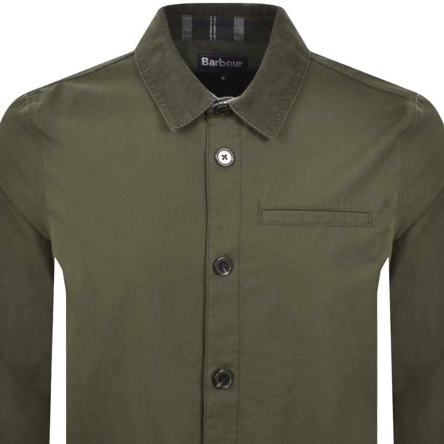 Image number 2 for Barbour Cole Tailored Fit Overshirt Olive Green