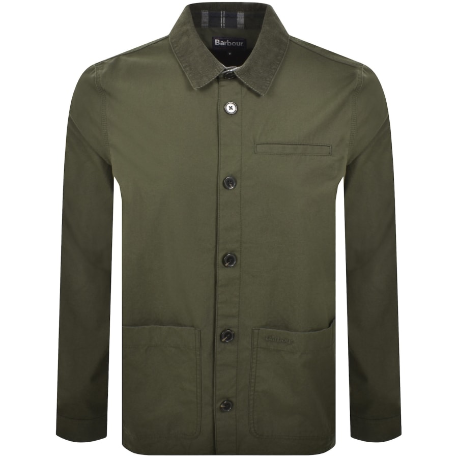 Image number 1 for Barbour Cole Tailored Fit Overshirt Olive Green