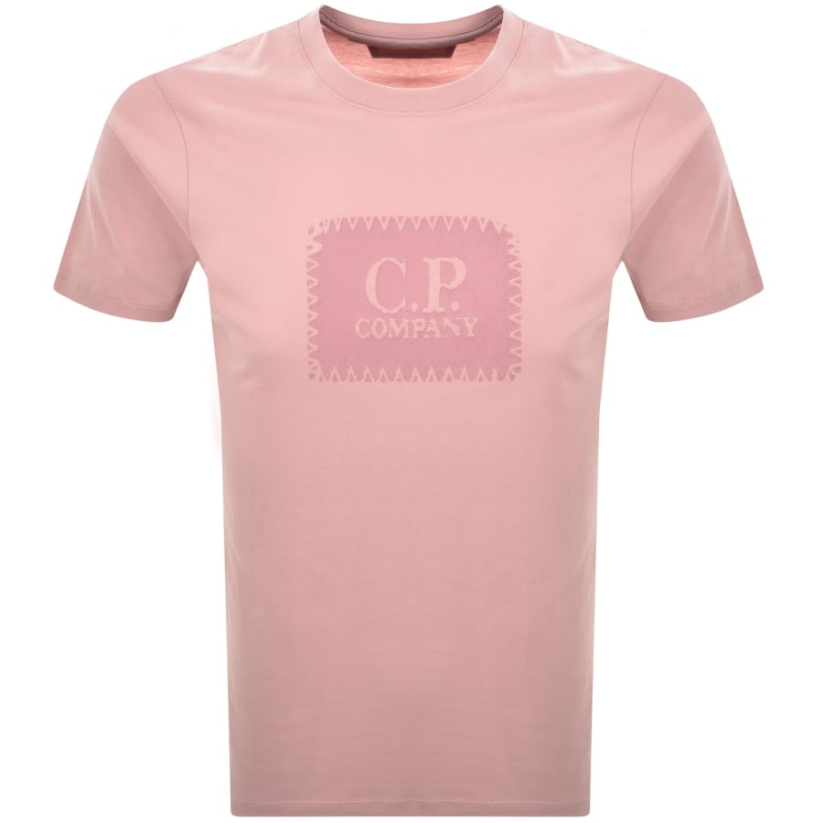 Image number 1 for CP Company Jersey Logo Label T Shirt Pink