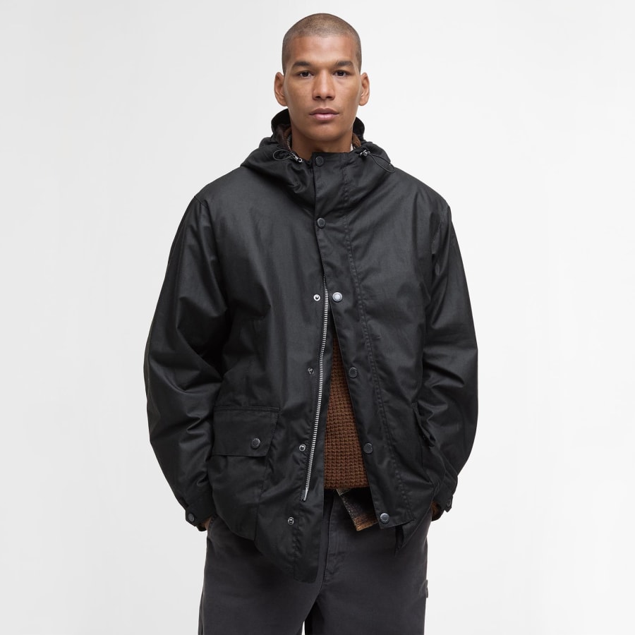 Image number 5 for Barbour Tide Wax Jacket Black