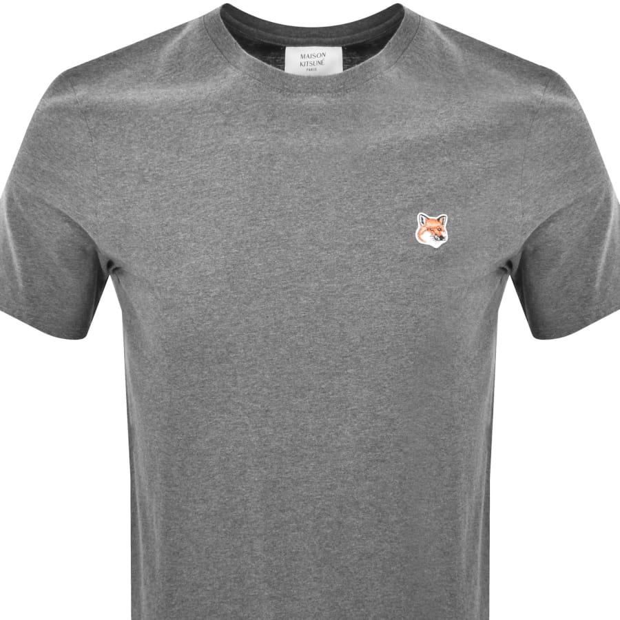 Image number 2 for Maison Kitsune Fox Head Patch T Shirt Grey