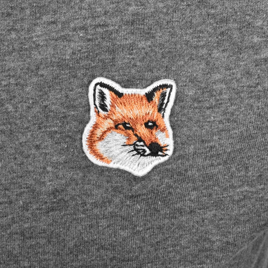 Image number 3 for Maison Kitsune Fox Head Patch T Shirt Grey