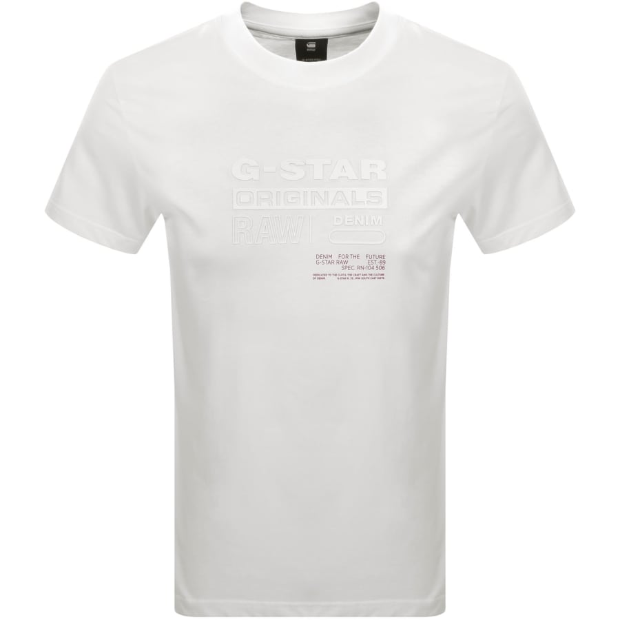 Image number 1 for G Star Originals Logo T Shirt White