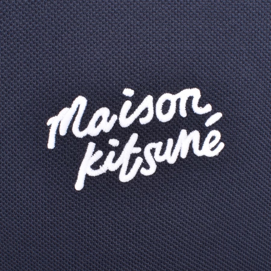 Image number 3 for Maison Kitsune Handwriting Polo T Shirt Navy