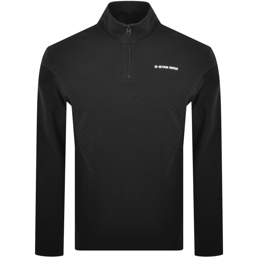 Image number 1 for G Star Half Zip Chequered Tweeter Sweatshirt Black