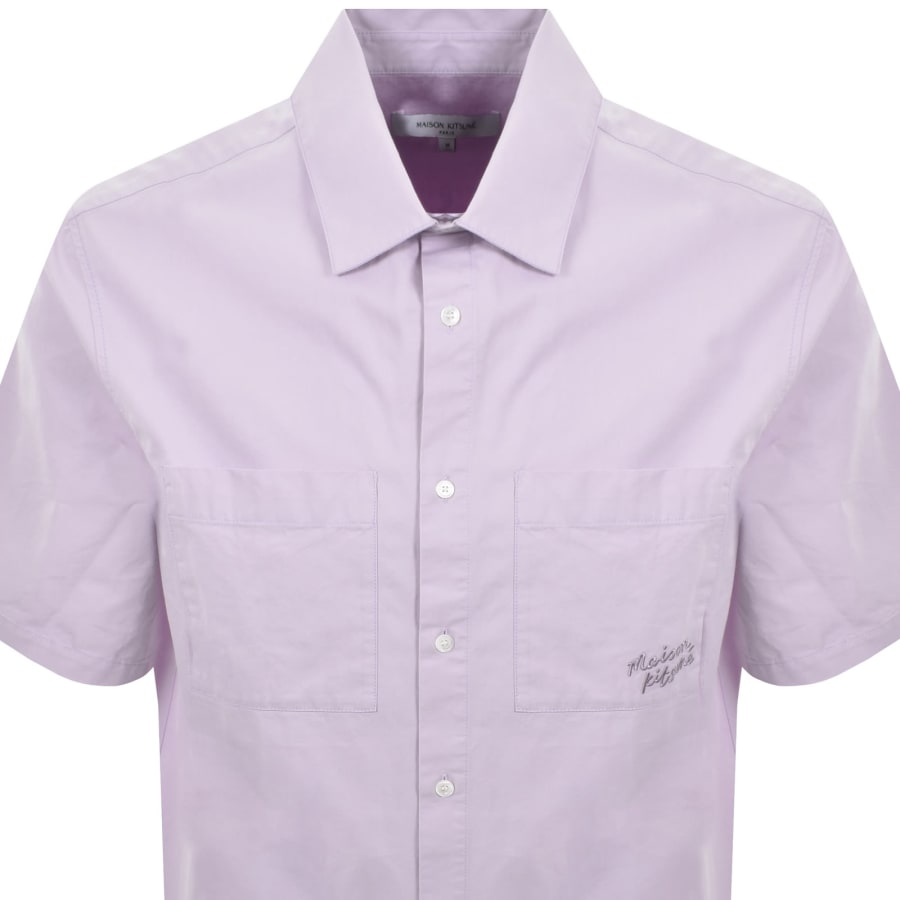 Image number 2 for Maison Kitsune Relaxed Short Sleeve Shirt Lilac
