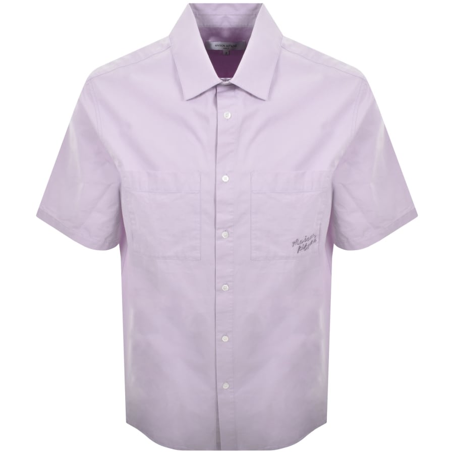 Image number 1 for Maison Kitsune Relaxed Short Sleeve Shirt Lilac