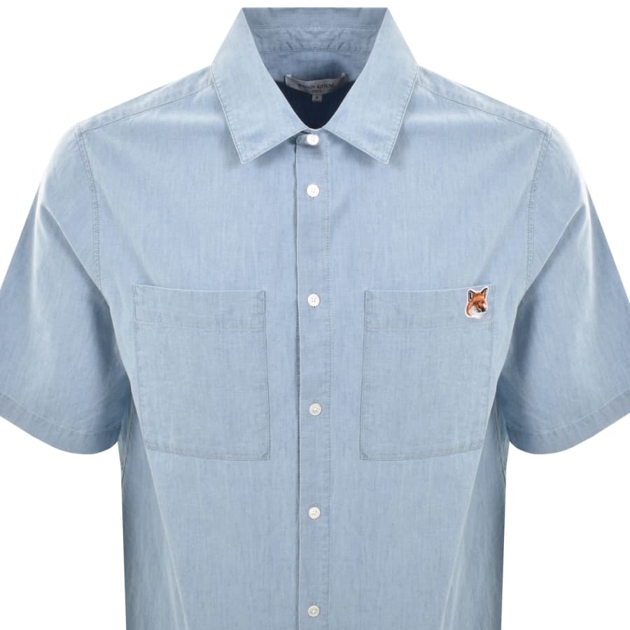 Image number 2 for Maison Kitsune Relaxed Short Sleeve Shirt Blue