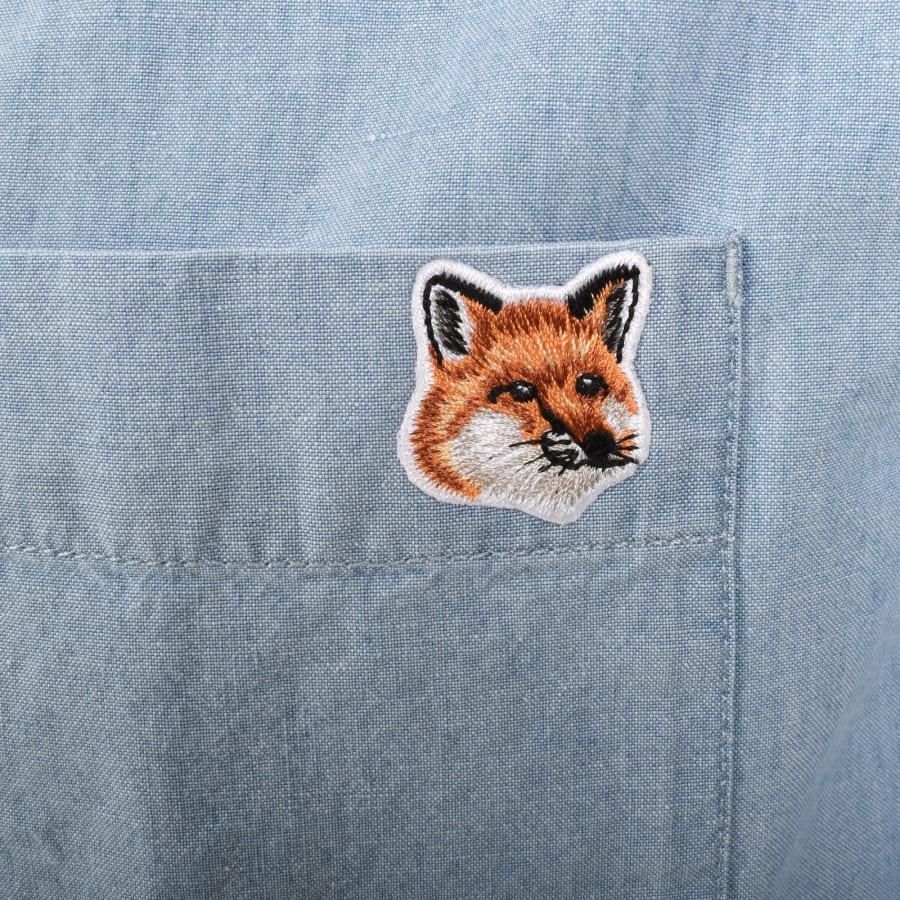 Image number 3 for Maison Kitsune Relaxed Short Sleeve Shirt Blue