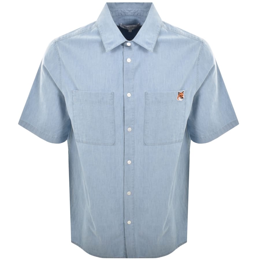 Image number 1 for Maison Kitsune Relaxed Short Sleeve Shirt Blue