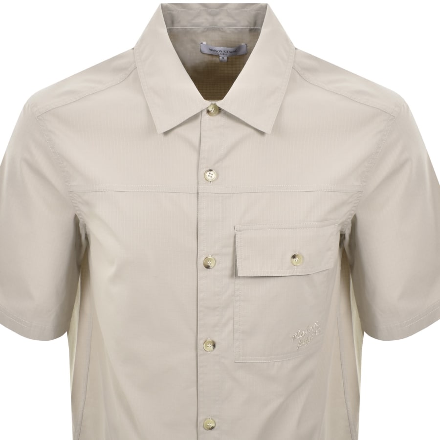 Image number 2 for Maison Kitsune Logo Overshirt Beige