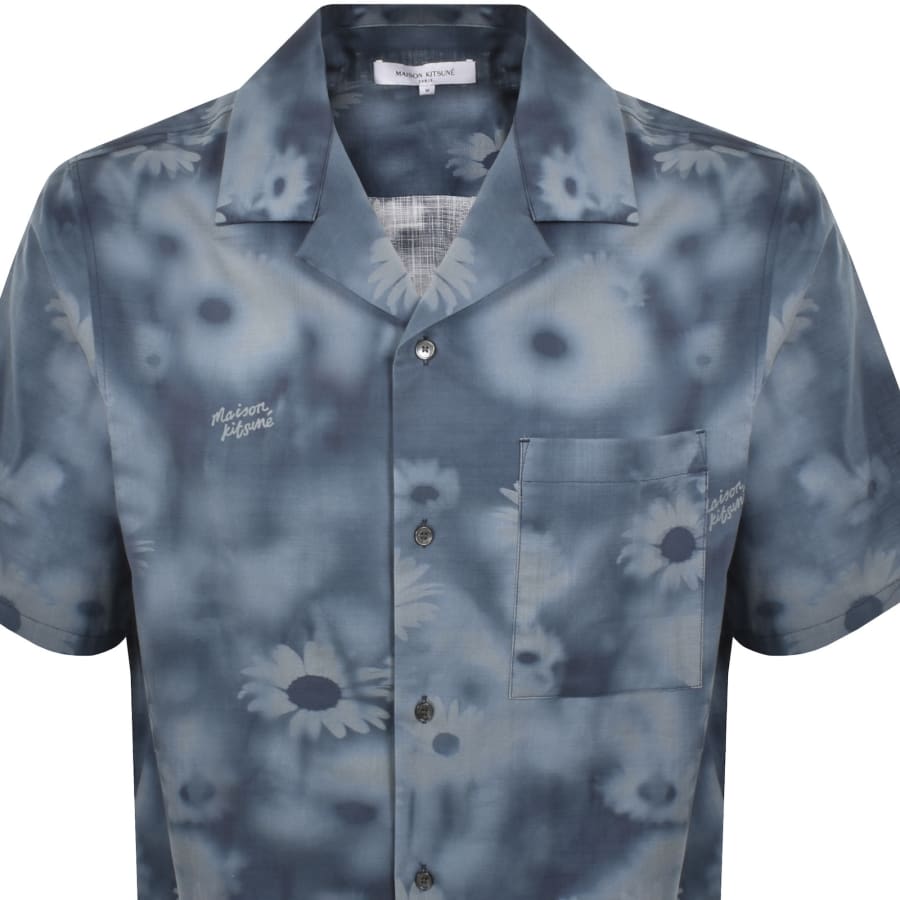 Image number 2 for Maison Kitsune Resort Shirt Blue