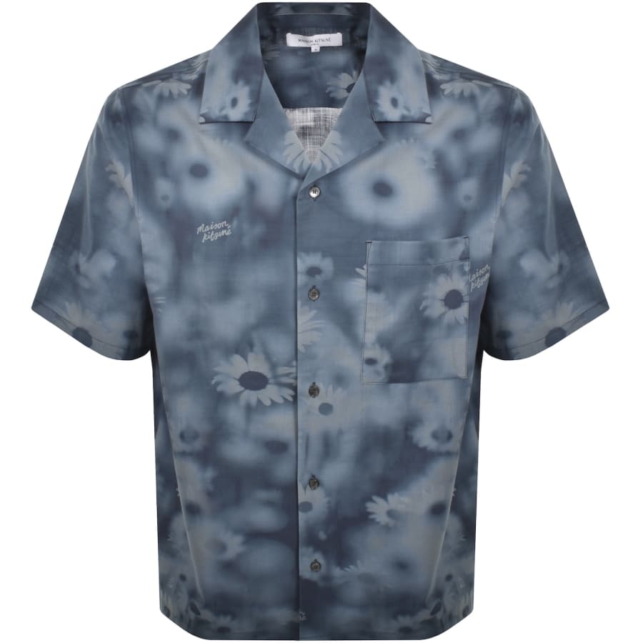 Image number 1 for Maison Kitsune Resort Shirt Blue