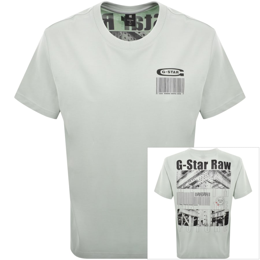 Image number 1 for G Star Loose Fit Barcode T Shirt Green