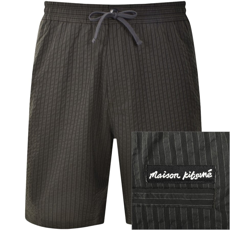 Image number 1 for Maison Kitsune Striped Shorts Green