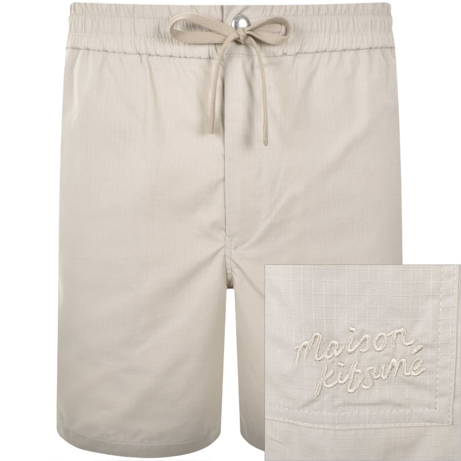 Image number 1 for Maison Kitsune Logo Shorts Beige