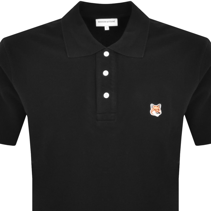 Image number 2 for Maison Kitsune Fox Head Polo T Shirt Black