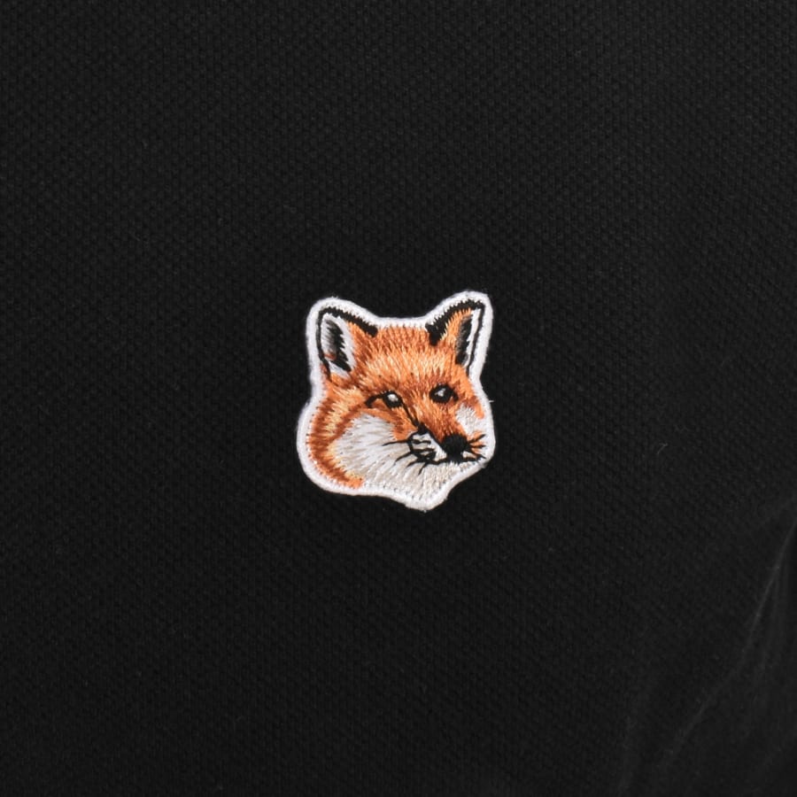 Image number 3 for Maison Kitsune Fox Head Polo T Shirt Black