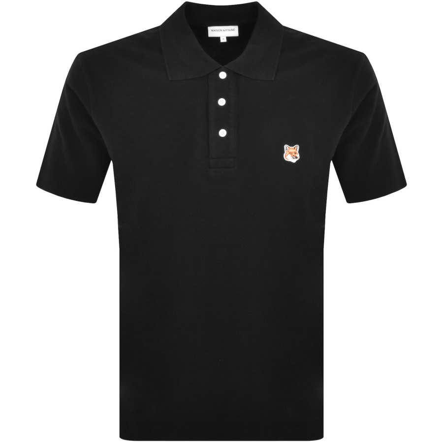 Image number 1 for Maison Kitsune Fox Head Polo T Shirt Black