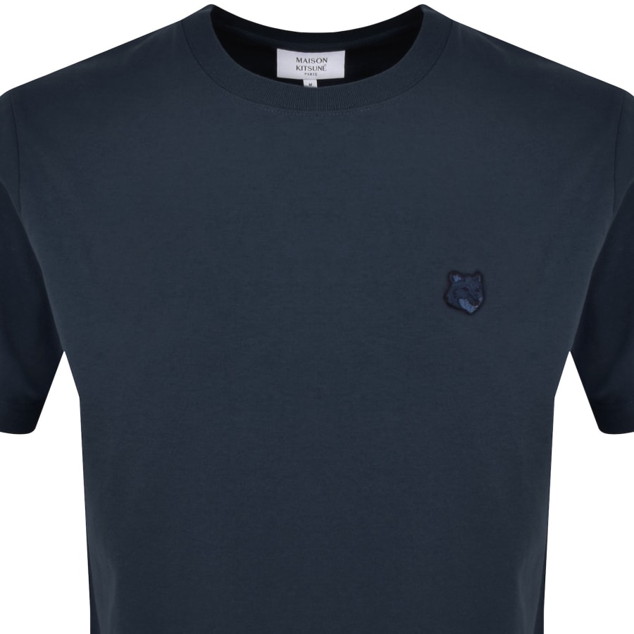 Image number 2 for Maison Kitsune Fox Head Patch T Shirt Blue