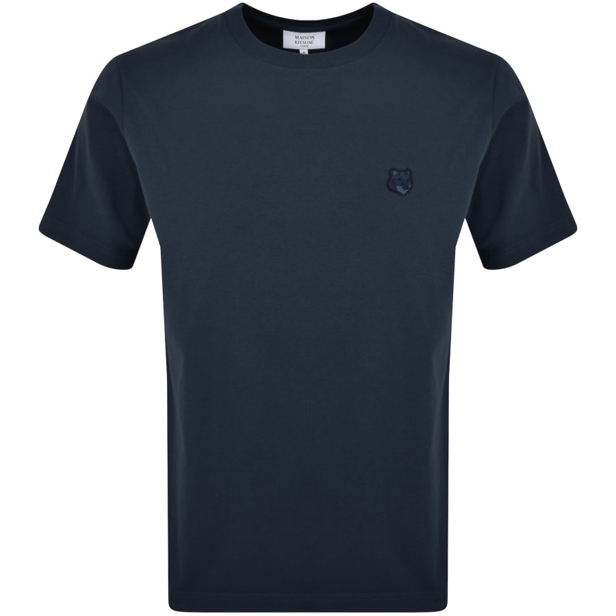 Image number 1 for Maison Kitsune Fox Head Patch T Shirt Blue