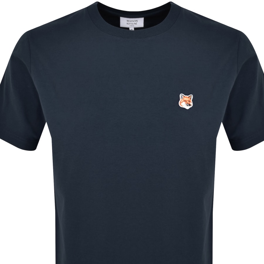 Image number 2 for Maison Kitsune Fox Head Patch T Shirt Navy