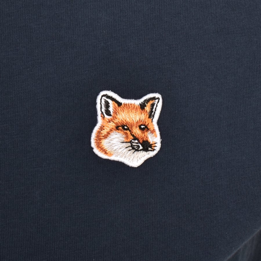 Image number 3 for Maison Kitsune Fox Head Patch T Shirt Navy