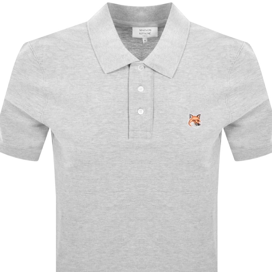 Image number 2 for Maison Kitsune Fox Head Polo T Shirt Grey