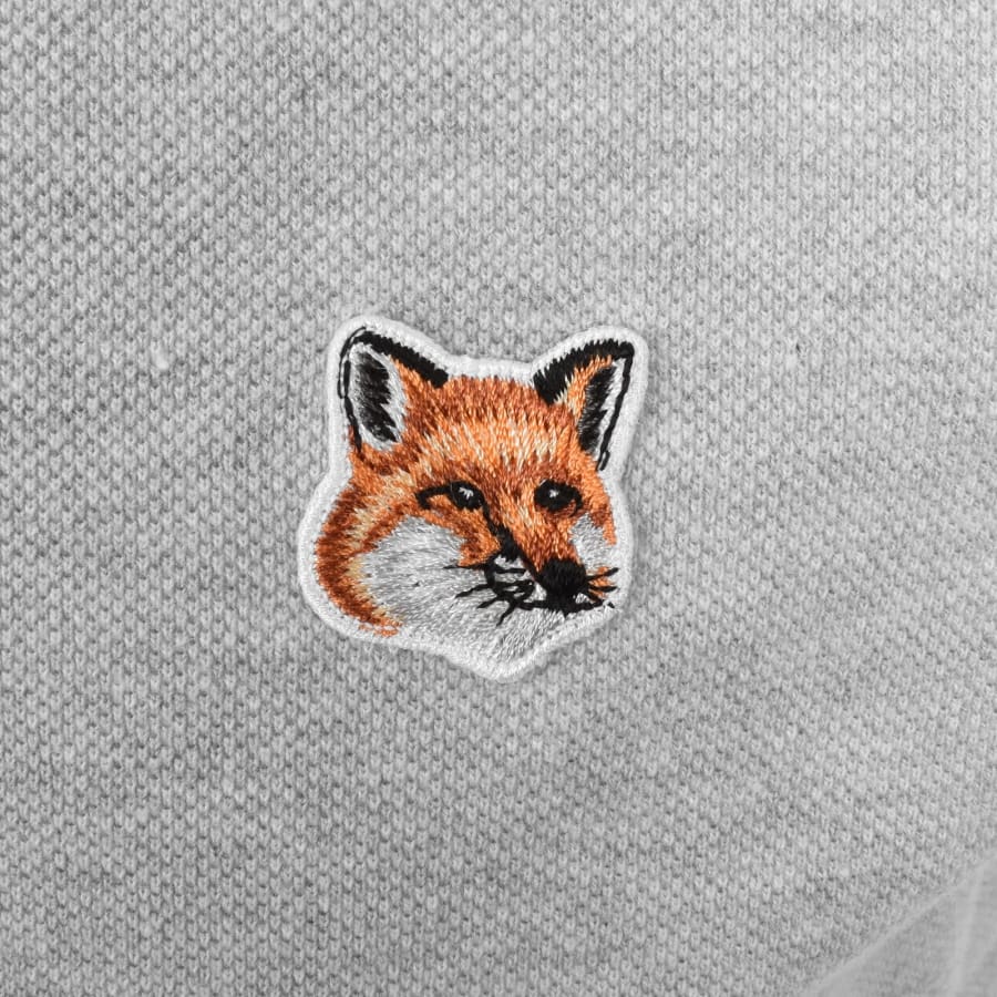 Image number 3 for Maison Kitsune Fox Head Polo T Shirt Grey