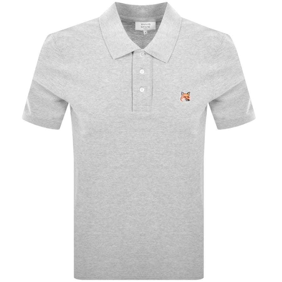 Image number 1 for Maison Kitsune Fox Head Polo T Shirt Grey
