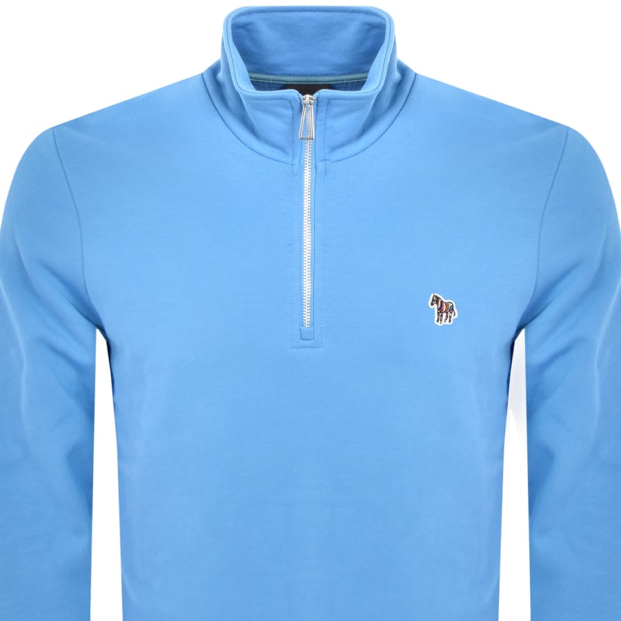 Image number 2 for Paul Smith Half Zip Zebra Sweatshirt Blue