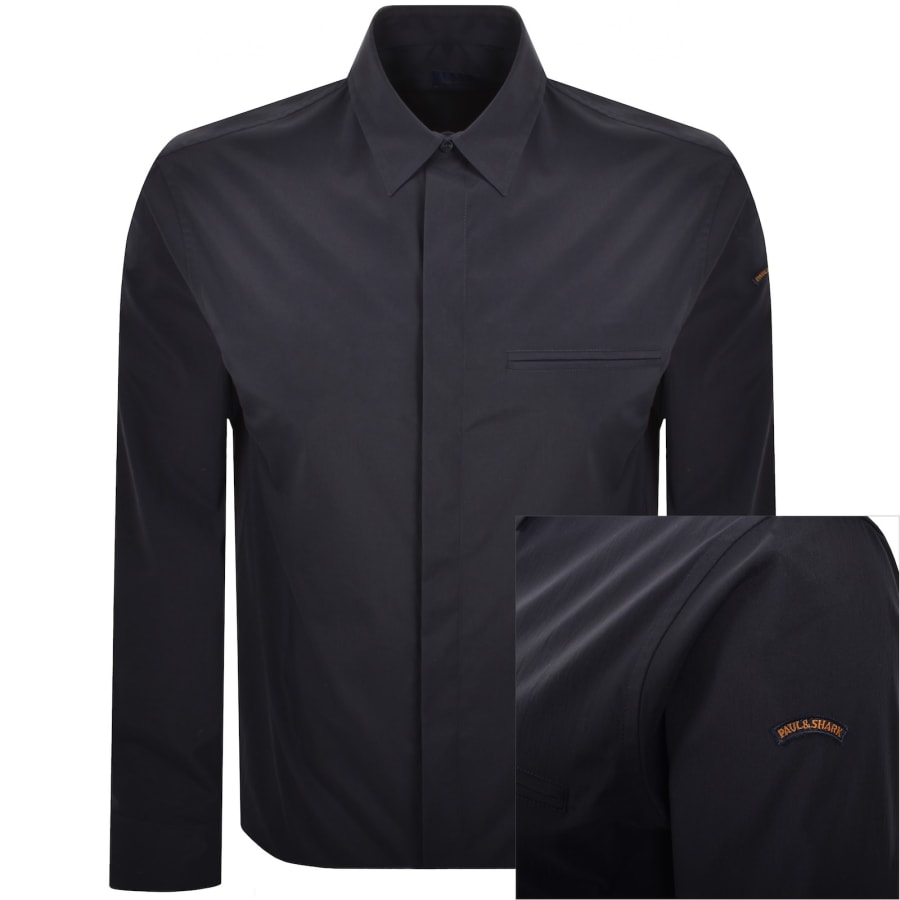 Image number 1 for Paul And Shark Moon Badge Overshirt Navy