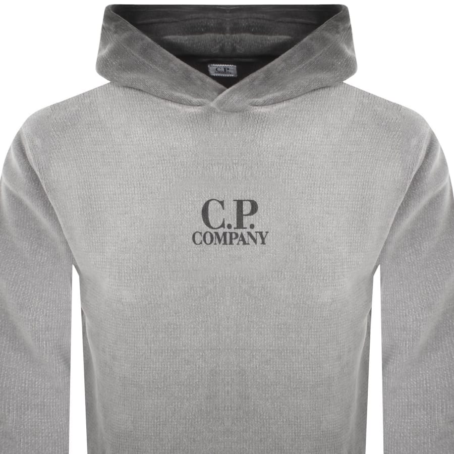 Image number 2 for CP Company Chenille Knit Hoodie Grey