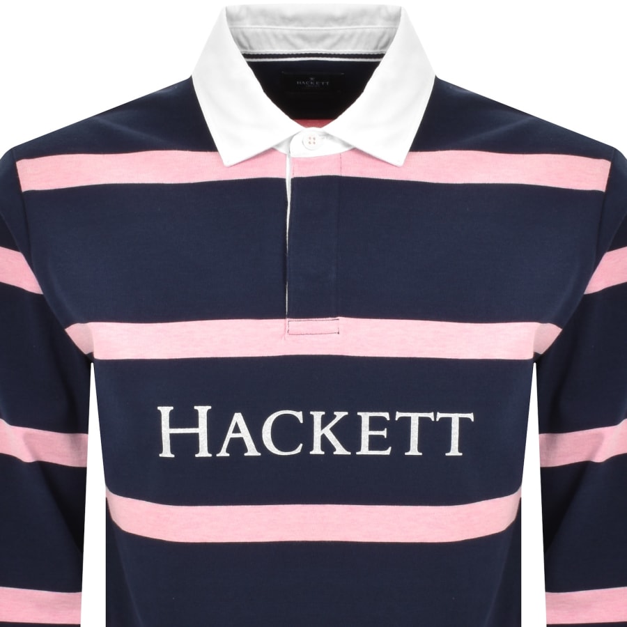 Image number 3 for Hackett Striped Polo T Shirt Ink Blue