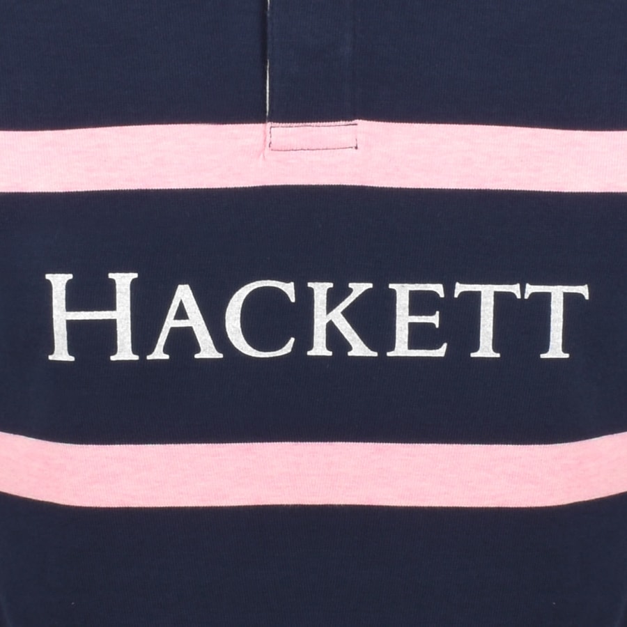 Image number 4 for Hackett Striped Polo T Shirt Ink Blue