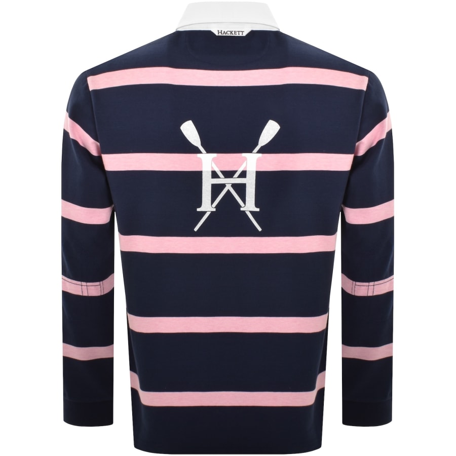 Image number 5 for Hackett Striped Polo T Shirt Ink Blue