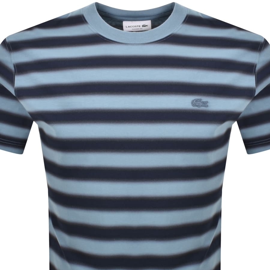 Image number 2 for Lacoste Striped Crew Neck T Shirt Blue