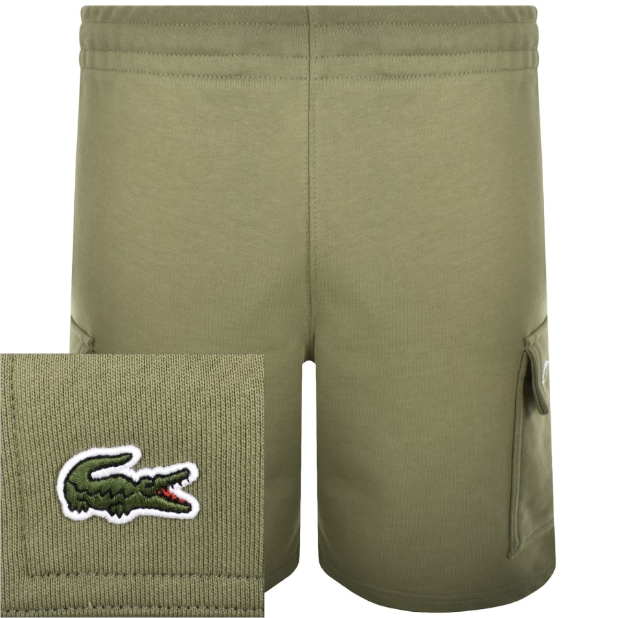 Image number 1 for Lacoste Jersey Cargo Shorts Green