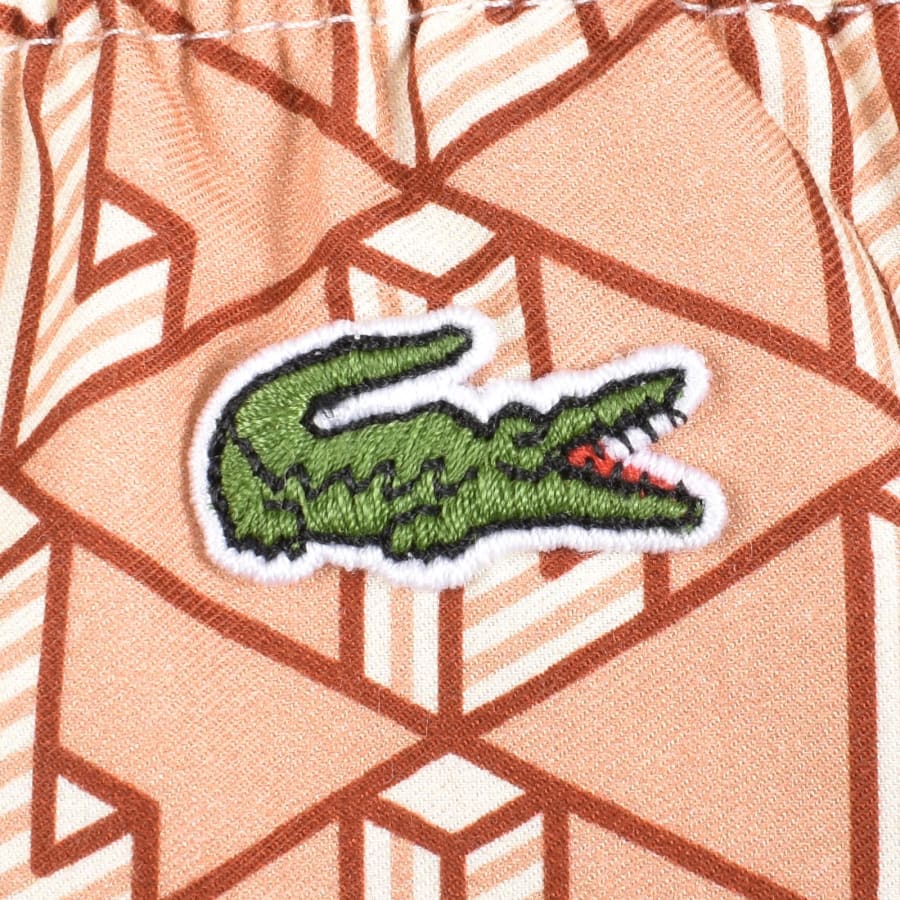 Image number 3 for Lacoste Monogram Print Shorts Beige