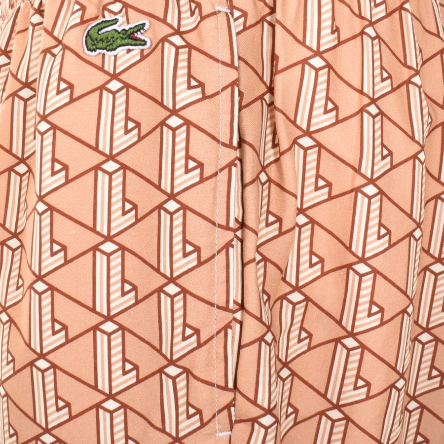 Image number 4 for Lacoste Monogram Print Shorts Beige