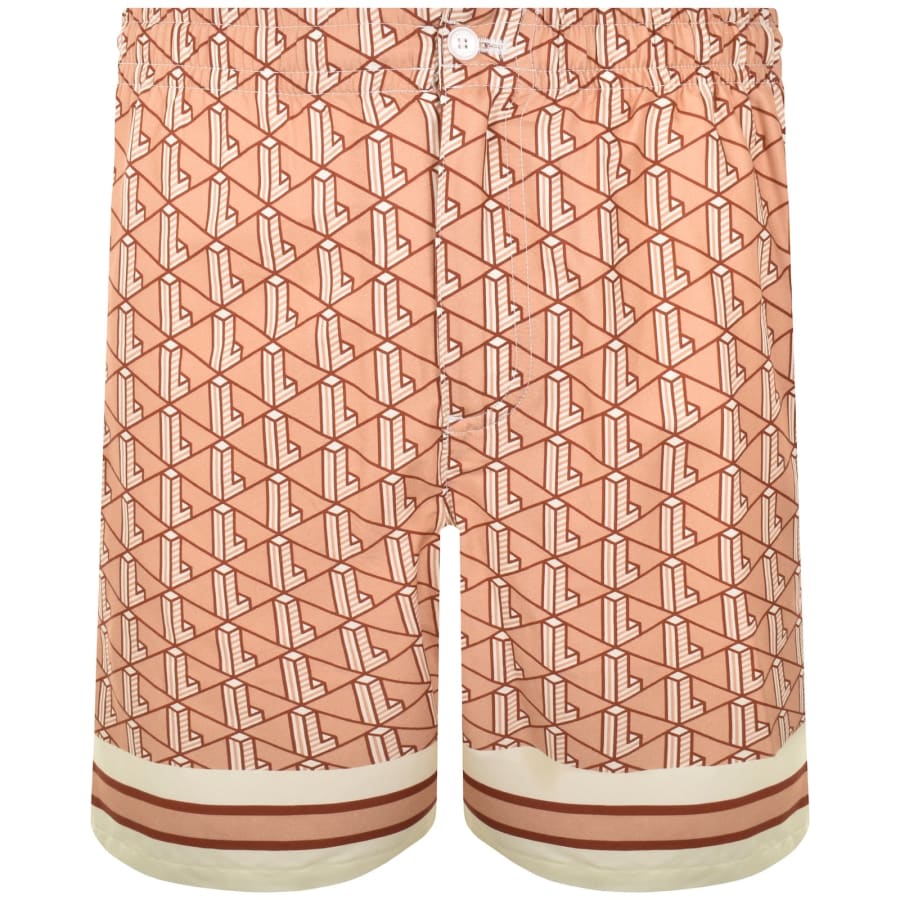 Image number 1 for Lacoste Monogram Print Shorts Beige
