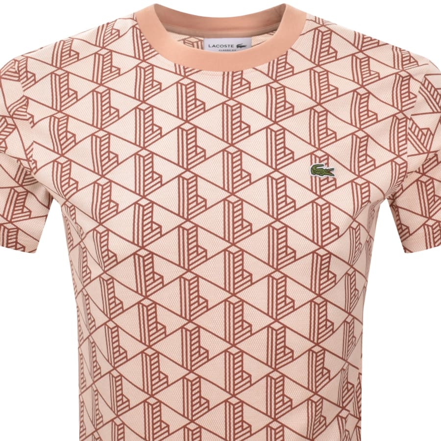 Image number 2 for Lacoste Geometric Logo T Shirt Beige