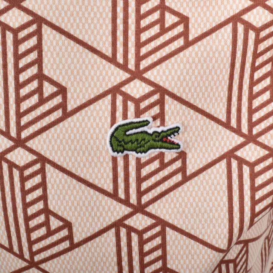 Image number 3 for Lacoste Geometric Logo T Shirt Beige