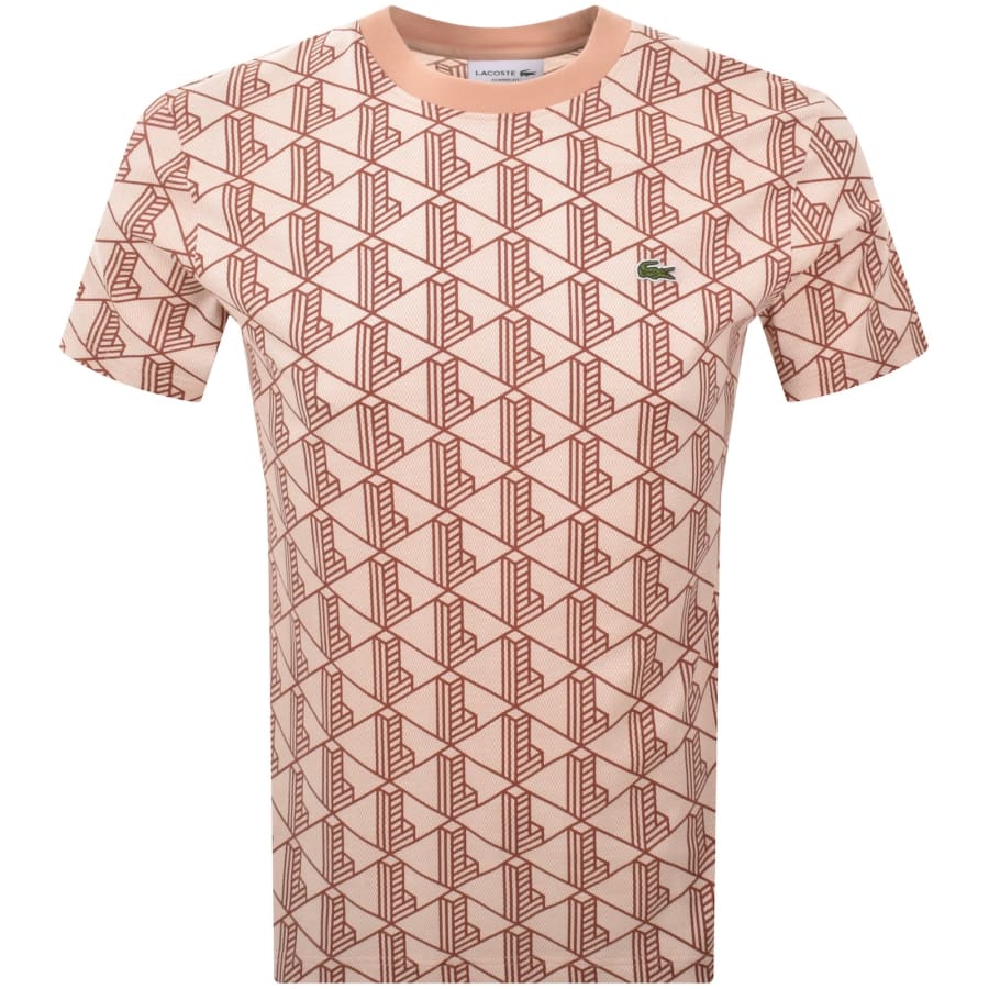 Image number 1 for Lacoste Geometric Logo T Shirt Beige