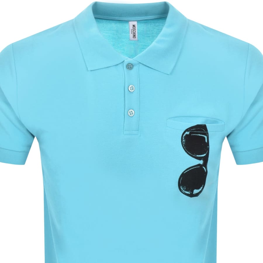Image number 2 for Moschino Swim Short Sleeved Polo T Shirt Blue