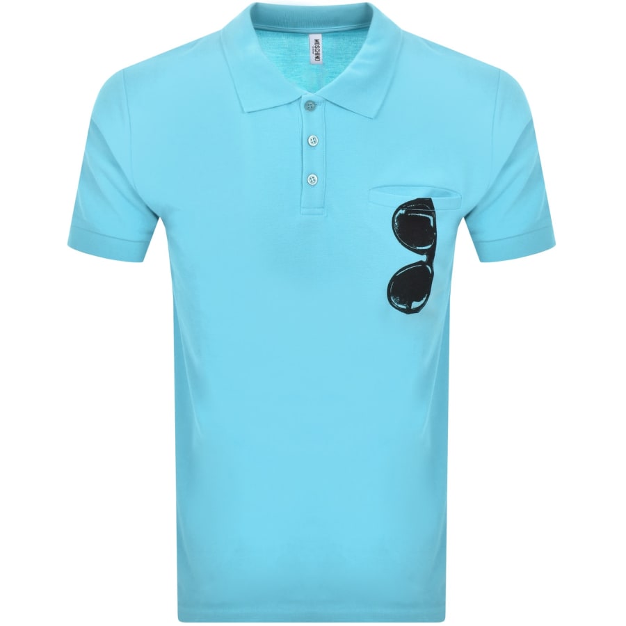 Image number 1 for Moschino Swim Short Sleeved Polo T Shirt Blue