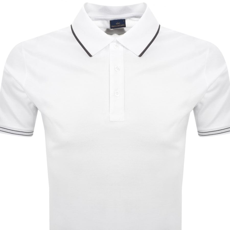 Image number 3 for Paul And Shark Contrast Trim Polo T Shirt White