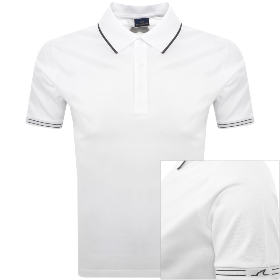 Image number 1 for Paul And Shark Contrast Trim Polo T Shirt White