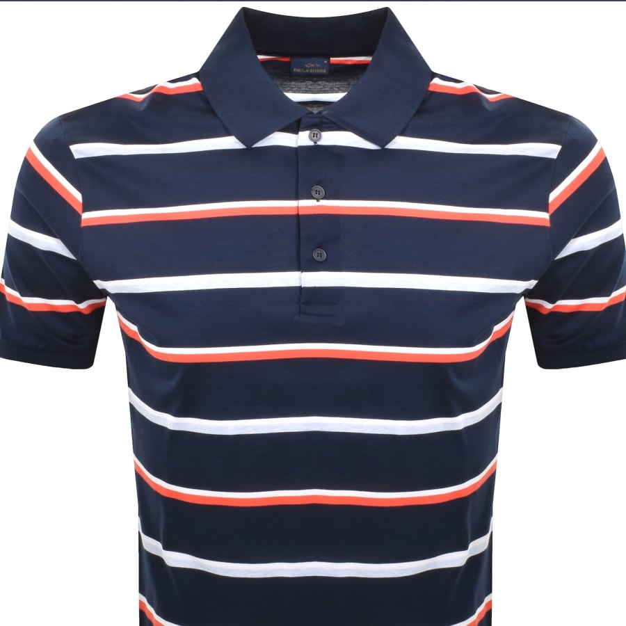Image number 2 for Paul And Shark Stripe Polo T Shirt Navy